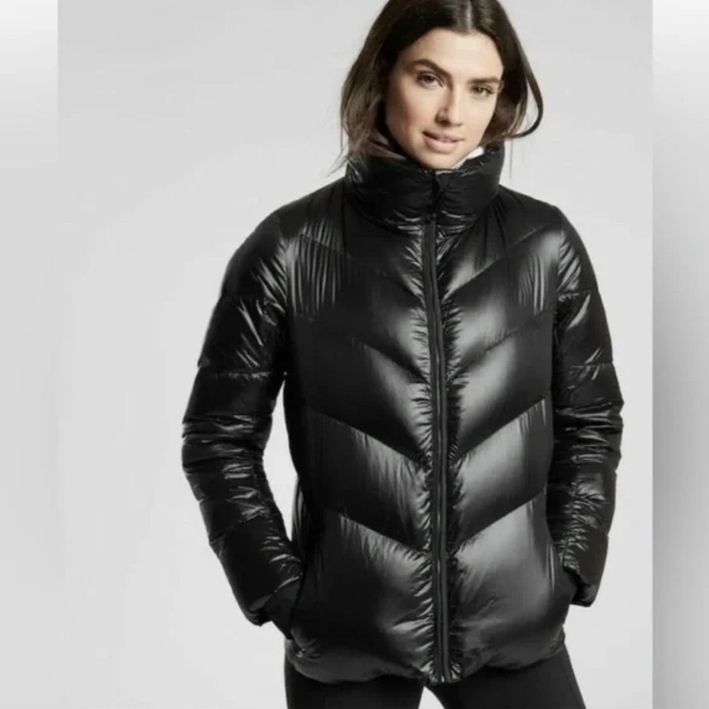 Athleta Lofty Down Puffer Jacket Black Large 486242